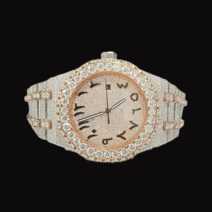 Reloj de Acero Inoxidable con Movimiento Automático Digital, Estilo Hip Hop de Lujo, Completamente Cubierto de Diamantes Moissanite VVS, Cristal de Zafiro Hecho a Mano - Product Image 5