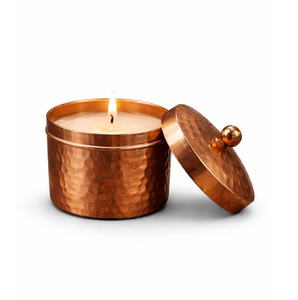 Amazing Collection Candle Jar Copper Hammered Metal Candle Box With <b>Lid</b> Home Dining Table <b>Decorative</b> Use Kitchenware - Product Image 1