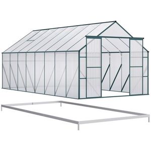Serre Moderne en Aluminium 16FT X 8FT avec Verre Trempé et Polycarbonate pour Culture Hydroponique, Utilisation en Jardin, Options Bois, Acier, Plastique - Product Image 1