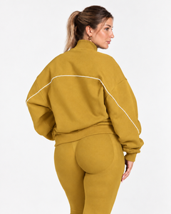 OEM <b>Women's</b> Contrastline Full Zip Tracksuit Two Piece Casual Outfit Relaxed <b>Jacket</b> And Wide Leg Pants Matching Apparel Set - Product Image 4