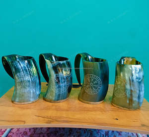 แก้วกาแฟของขวัญแตรสไตล์แอฟริกันแกะสลักด้วยมือแก้วเบียร์และกาแฟวัฒนธรรมแบบไวกิ้งแก้วมักทำจากเขาวัวแท้ - Product Image 5