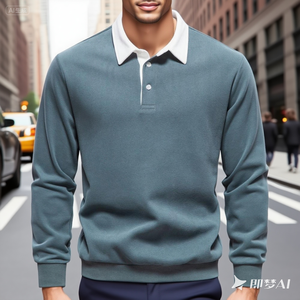 Polo de rugby à manches longues pour homme LuxeRoll, polo décontracté et de golf de haute qualité avec col - Product Image 3