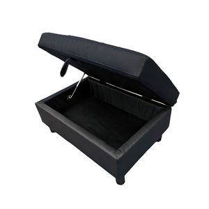 Set Divano Componibile a 3 Pezzi Orientabile a Sinistra in Ecopelle Nera con Pouf Contenitore Gratuito per Soggiorno - Product Image 3