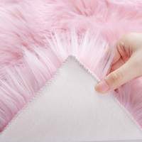 Kunstfell-Schaffell-Teppich Flauschiger Kleiner Shaggy-Teppich für Schlafzimmer Flauschiger Sofa-Bodenteppich Heimdekoration Rosa