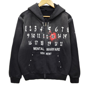 Sudadera corta negra con efecto ácido, estilo vintage, personalizada OEM, de felpa francesa, con bordado y serigrafía, con cremallera, estilo enzimático. - Product Image 1