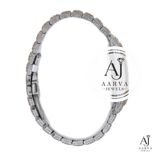 Montre analogique à quartz en acier inoxydable avec incrustation de diamants et cristal saphir, bracelet bicolore de 18 mm, cadran rond pour femme, bijou de soirée - Product Image 2