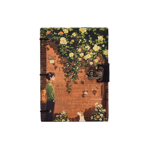 <b>A5</b> Garden Wall Illustration | Handmade Paper Notebook Lock <b>Diary</b> | 200 Pages Double Side Writing Eco Friendly Aesthetic Journal - Product Image 3