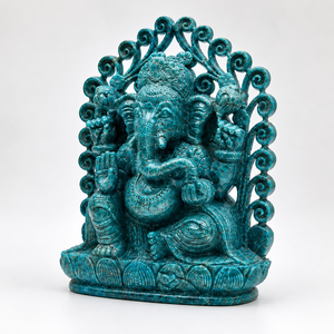 Statue de Ganesha sculptée à la main en apatite, 9 pouces, pierre précieuse naturelle, décoration hindoue, sculpture spirituelle unique en son genre - Product Image 1