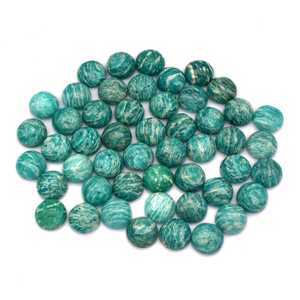 Lote al por mayor de piedras preciosas sueltas calibradas de amazonita natural redonda de 6x6 mm con base plana para la fabricación de joyería. - Product Image 1