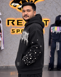 Custom <b>Zip</b> <b>Up</b> Hoodie <b>Men</b> Graphic Print Streetwear Oversized <b>Fleece</b> Sweatshirt Rhinestone Sleeve Custom Label Winter Wear Top - Product Image 4