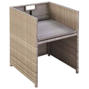 2-Piece <b>Beige</b> Poly Rattan Patio Chairs with <b>Cushions</b> and Pillows Outdoor Patio Furniture Set - Product Image 4