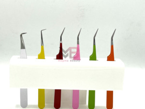 Juego de Pinzas para Pestañas de Acero Inoxidable con Mangos de Colores y Punta de Precisión para Extensiones de Pestañas, Precios al por Mayor - Product Image 5