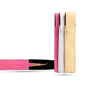 Pinzas de Acero Inoxidable para Extensión de Pestañas, Directo de Fábrica, con Estuche de Cuero Suave Personalizado para Herramientas de Belleza - Product Image 2