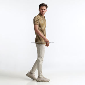 Nardon เสื้อโปโลแบบลำลองสำหรับใส่ทำงานสีเหลือง/สีกรมท่าเสื้อทำงานมีเทคนิคการถักลายนก - Product Image 2