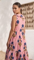 Nouveautés 2023 : Robe longue décontractée bohème pour femme, col en V, sans manches, motif floral, tie-dye, style gypsy chic, écologique, pour l'été