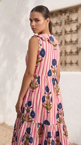 2023 New Arrivals Summer Eco-Friendly Women's Casual Bohemian Floral Floor-Length V-neck Sleeveless Dress <b>Tie</b> Dye Gypsy Chic - Product Image 2