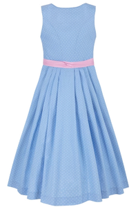 Vestido Dirndl Vintage para Mujer, Corte A, Midi, Sin Tirantes, Mezcla de Algodón, con Cinturón de Lazo Rosa y Estampado de Puntos, para Celebraciones de Primavera - Product Image 2