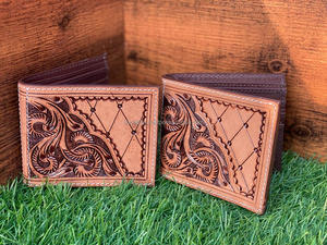 Classique Double pli en cuir RFID portefeuille personnalisé Top Grain de haute qualité petits portefeuilles en cuir véritable hommes - Product Image 3