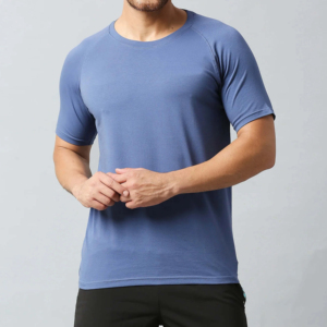 Camiseta de Manga Corta para Hombre, Cuello Redondo, Color Azul Sólido, Corte Holgado, 100% Algodón Canvas, Transpirable, Ecológica, Estilo Hip Hop - Product Image 6