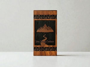 Engraved Mountain Path Wooden Cremation Urn Modern Wood <b>Memorial</b> <b>Keepsake</b> Engraved Mountain Path Wooden Cremation Urn - Product Image 1