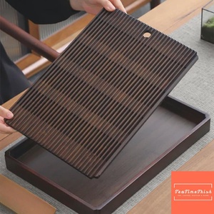 Bandeja de Té de Madera Oscura de Lujo, Elegante Tabla de Servicio de Bambú para Gongfu, Mesa de Té Estilo Japonés, Acabado Liso en Nogal, Decoración para el Hogar, Regalo - Product Image 5