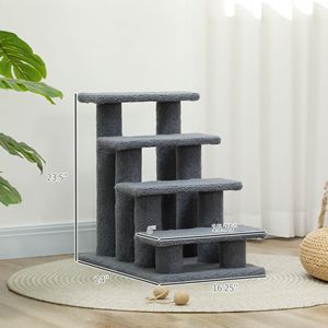 Albero per Gatti in Legno con Tiragraffi in Sisal, Scala per Animali Domestici da Interno, Materiale Plastico e Cartaceo per Gatti e Cani - Product Image 6
