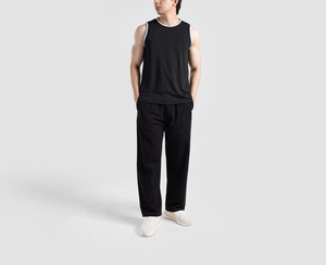Camiseta sin mangas cómoda para hombre, de poliéster y algodón acanalado, para gimnasio, informal, de verano, para exportación. - Product Image 3