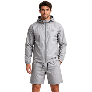 Conjunto Corto de Chaqueta Cortavientos de Nailon y Poliéster para Hombre, Ligero, Estilo Urbano, Dos Piezas, Ropa Casual Personalizada - Product Image 4
