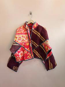Lot en gros de vestes Kantha artisanales assorties, vintage, réversibles, style bohème, coupe courte Kiara - Product Image 1