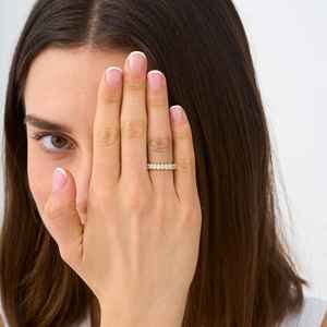 Anillo de promesa de media eternidad con diamante ovalado cultivado en laboratorio para mujer, oro macizo de 10K, regalo de compromiso para amantes. - Product Image 5