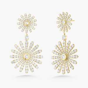 Floral <b>Diamond</b> <b>Dangle</b> <b>Earring</b> 51mm length Pave Set Lab Grown Bridal Luxury Big Statement Wedding Jewelry 10K 14K 18K Solid Gold - Product Image 1
