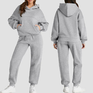 Ensemble de survêtement pour femmes avec veste à capuche zippée à manches longues et pantalon de survêtement ample pour la course à pied, le fitness et l'entraînement en extérieur - Product Image 2