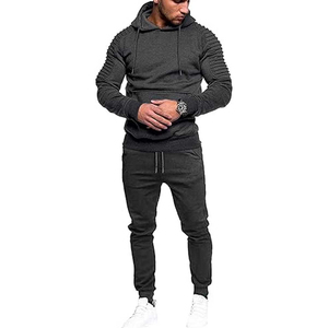 <b>Mens</b> Teal Hooded Tracksuit Solid Color Full Length Casual Sweatshirt And Joggers With Side Pockets Drawstring Closure - Product Image 2