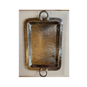 Plateau de service en métal doré et argenté de luxe en acier inoxydable, idéal pour restaurant, desserts, hot-dogs et barbecue – Nouveauté très demandée - Product Image 1