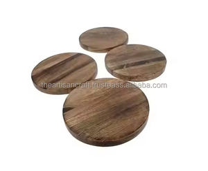 Wooden Tea Coaster Set – Natural Wood Drink Coasters for Coffee Cups Tea Mugs Table Protection & Home Decor by ARTISAN <b>CRAFT</b> - Product Image 6