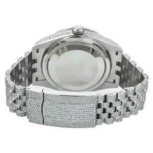 Montre unisexe de luxe classique à quartz, en acier inoxydable, avec cadran carré en or blanc et moissanite VVS, 41 mm, étanche - Product Image 5