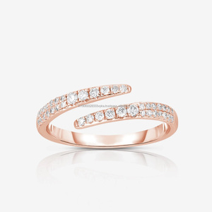 <b>Open</b> Engagement Wedding Band in 925 Sterling Silver Moissanite Round Brilliant Cut with Prong Setting Minimalist <b>Open</b> <b>Ring</b> - Product Image 3