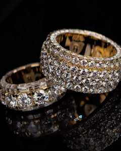 Bague de fiançailles Hip Hop de luxe à 5 rangs plaquée rhodium, sertie de diamants, cadeau idéal pour homme, passe le test du diamant - Product Image 2