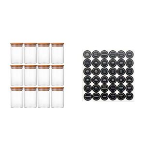 ขวดโหลไม้ไผ่ใส่เครื่องเทศชุด12ชิ้น, ขวดแก้วสำหรับใส่ชากาแฟลูกอมเกลือพริกไทยขวดอเนกประสงค์สำหรับใส่ของในครัว - Product Image 2