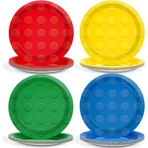48 Piatti di Carta a Tema Mattoncini da Costruzione per Feste di Compleanno, Stoviglie e Decorazioni per Feste - Product Image 2