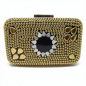 Bolso de mano Lowellcraft.com para mujer, para fiesta de bodas, con botón de metal y diseño de conchas de resina - Product Image 1