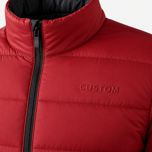Veste synthétique rouge pour homme, col montant, fermeture éclair, coupe-vent, décontractée, hiver, polyester, synthétique, isolée - Product Image 5