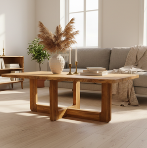 Elegante Mesa de Comedor Moderna Kiya de Madera de Teca con Acabado Natural para Cenas Elegantes, Hostelería, Uso en Exteriores, Hogar y Oficina - Product Image 6