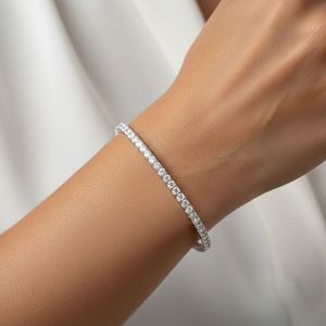 3.276CTW Lab Grown Round Brilliant Cut Prong-<b>Set</b> <b>Gold</b> Plated 9k Women's Luxury Tennis Bracelet - Product Image 6