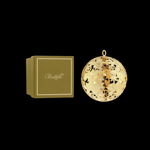Exquisito Adorno Navideño Dorado con Diseño Floral Intrincado y Patrones de Estrellas, Elegante Adorno Decorativo para Árbol de Navidad - Product Image 3