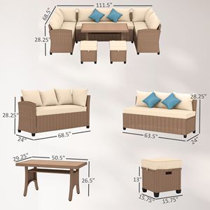 Elegante Set da Patio in 6 Pezzi, Salotto in Rattan PE Intrecciato con Cuscini e Tavolino, Comfort Elegante per Esterni e Giardini - Product Image 3