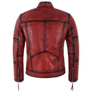Smart Range Leather Wholesale Mens Vintage Waxed Cafe <b>Racer</b> <b>Jacket</b> Genuine Napa Leather Quilted Moto Biker Style YKK Zips - Product Image 5