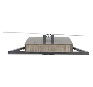 Minimalist Wooden <b>Wall</b> Clock With Metal <b>Frame</b> And Pendulum For Home Decor Living Room Rectangle Abstract <b>Design</b> - Product Image 2