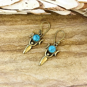 Pendientes Colgantes Boho Goddess Favoritos del Mercado, Gotas Celestiales de Latón para Mujer, Chapados en Oro de 18k, Chapados en Plata, Turquesa, Luna Tribal - Product Image 3