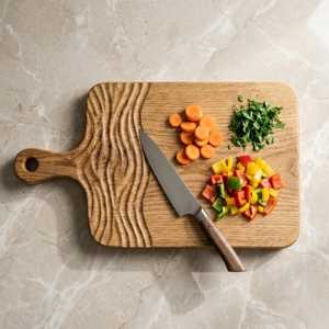 Planche à découper en bois d'acacia texturé 2026, style rustique, avec poignée, épaisse et solide, pour la préparation culinaire - Product Image 4